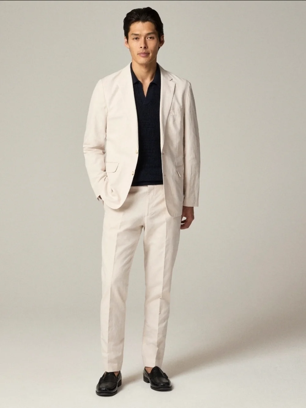 J.Crew Cream Irish Cotton-Linen Blend Ludlow Unstructured Suit Jacket  Size 42R